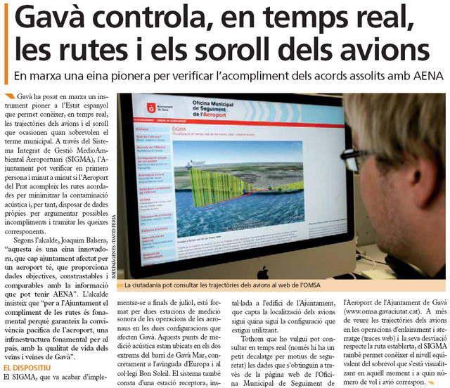 Notcia publicada a EL BRUGUERS sobre la posada en marxa del sistema SIGMA per part de l'Ajuntament de Gav (18 de Setembre de 2009)